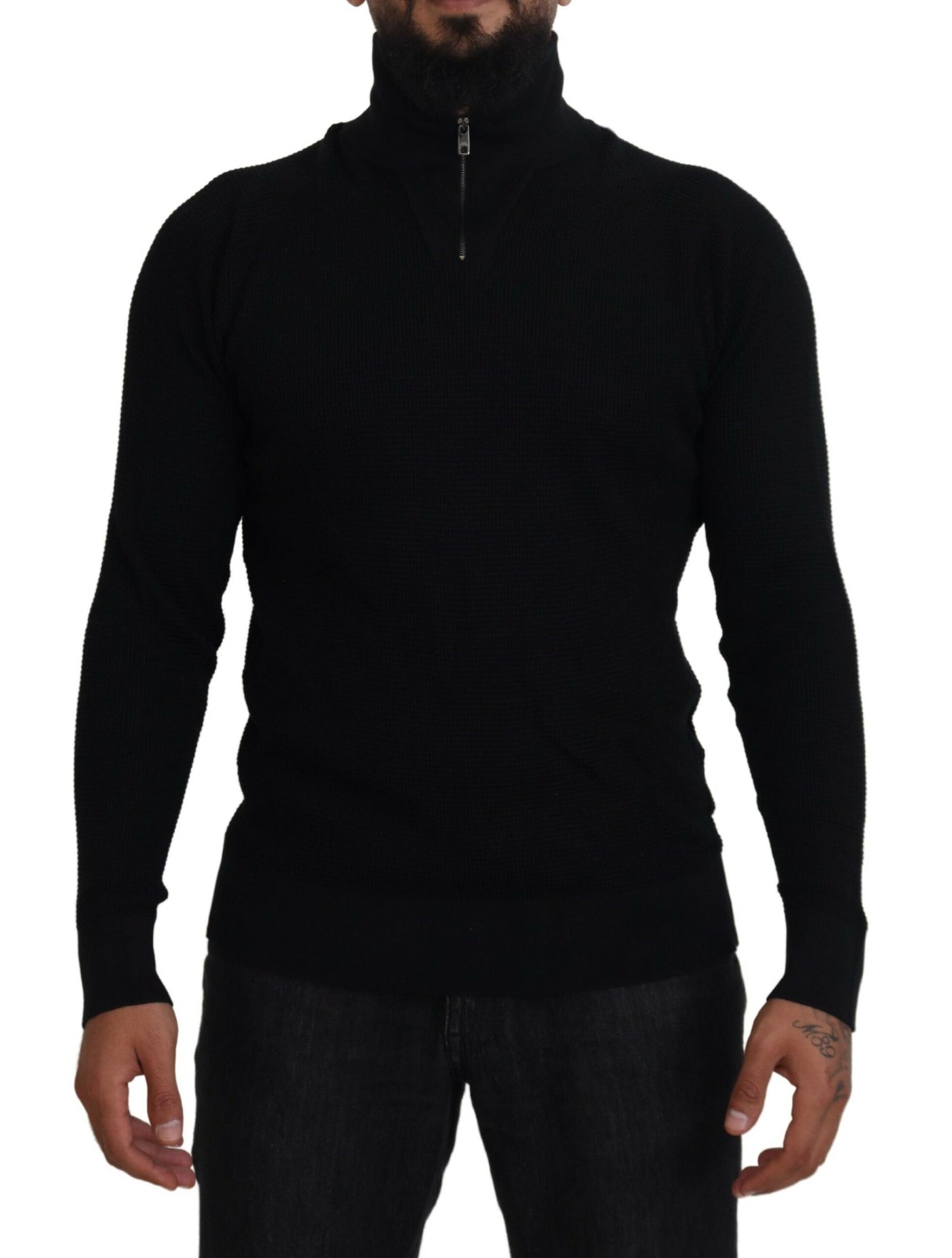 Pull col roulé en soie noire Dolce &amp; Gabbana