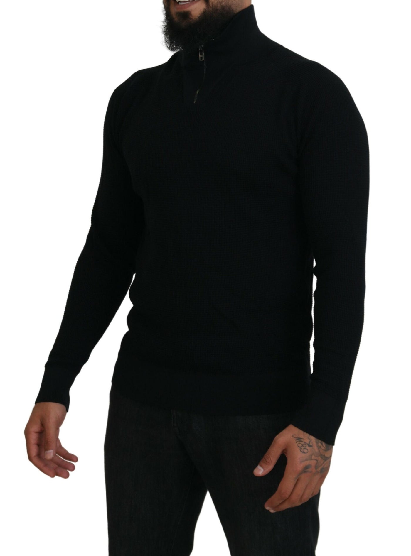 Pull col roulé en soie noire Dolce &amp; Gabbana