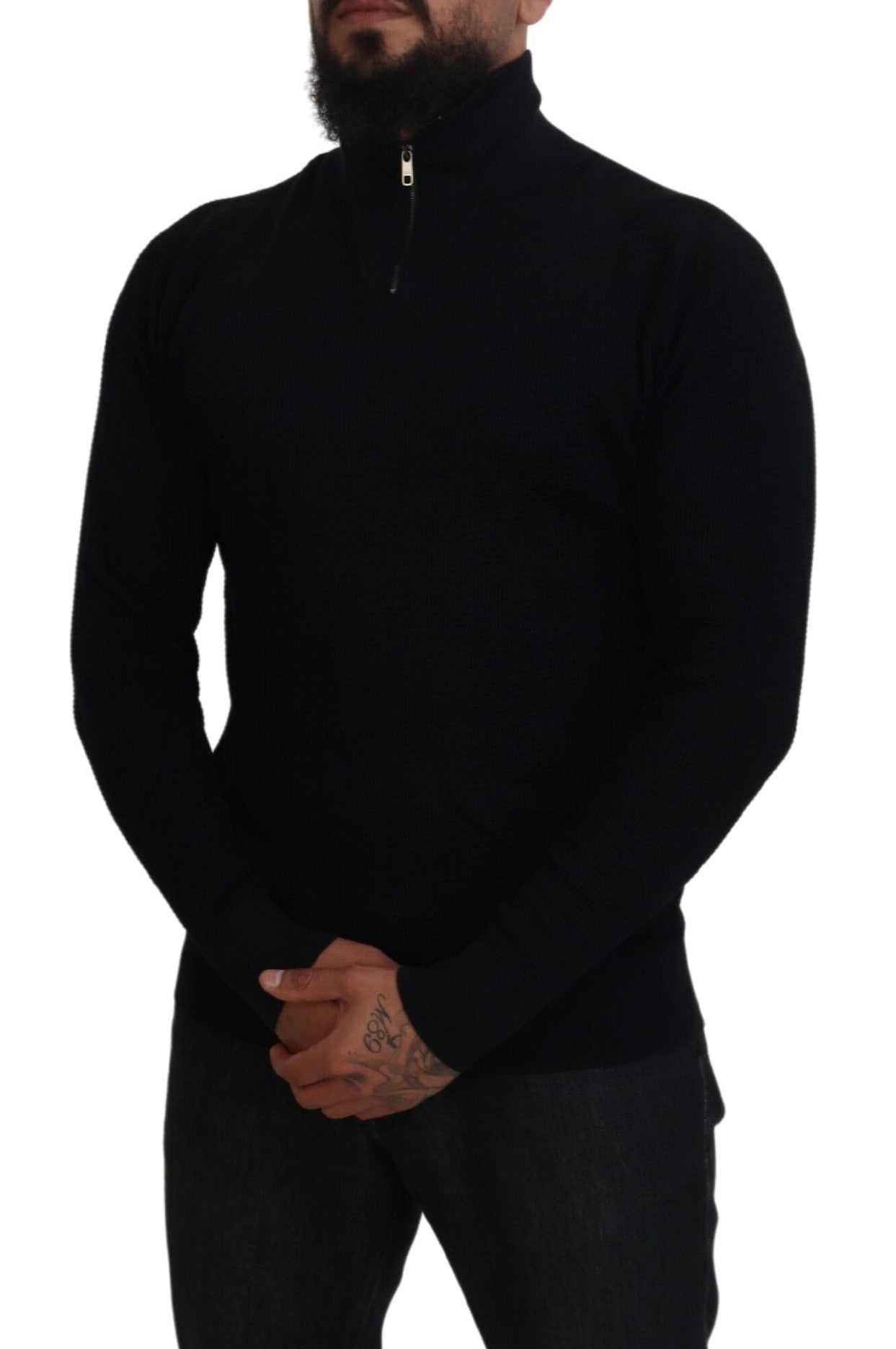 Pull col roulé en soie noire Dolce &amp; Gabbana