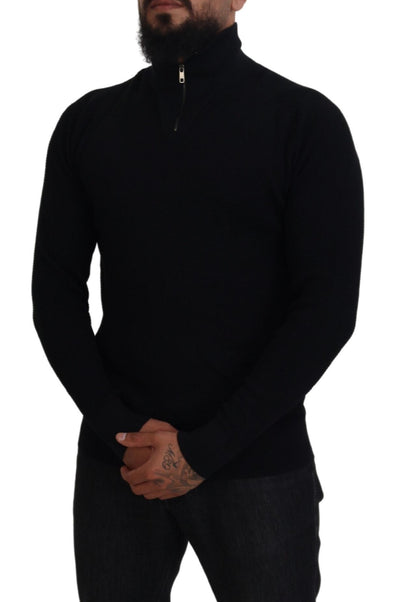Pull col roulé en soie noire Dolce &amp; Gabbana