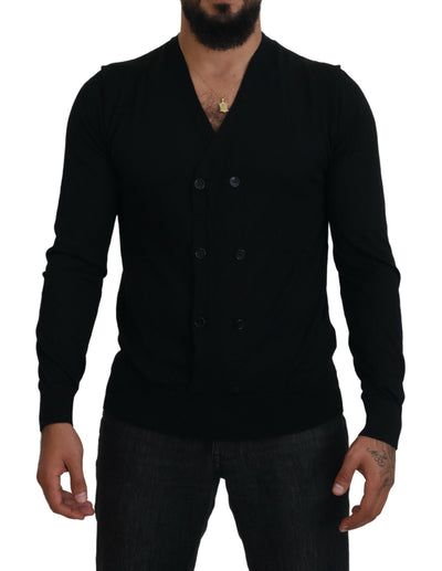 Pull cardigan boutonné en cachemire noir Dolce &amp; Gabbana
