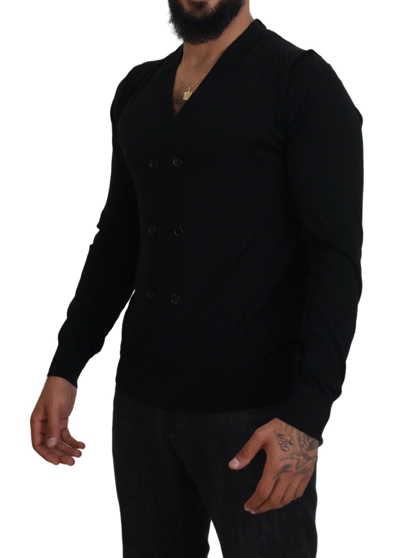 Pull cardigan boutonné en cachemire noir Dolce &amp; Gabbana