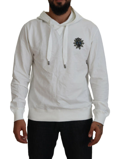 Sweat-shirt à capuche en coton blanc Dolce &amp; Gabbana avec logo