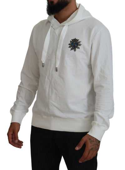 Sweat-shirt à capuche en coton blanc Dolce &amp; Gabbana avec logo