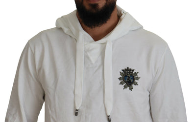 Sweat-shirt à capuche en coton blanc Dolce &amp; Gabbana avec logo