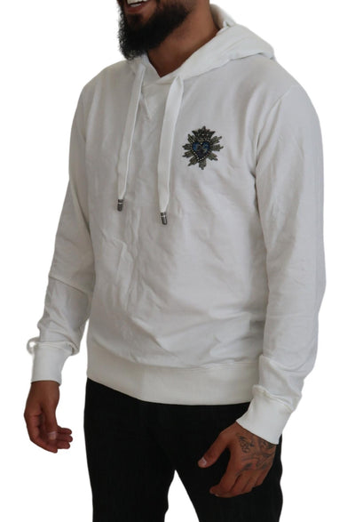 Sweat-shirt à capuche en coton blanc Dolce &amp; Gabbana avec logo