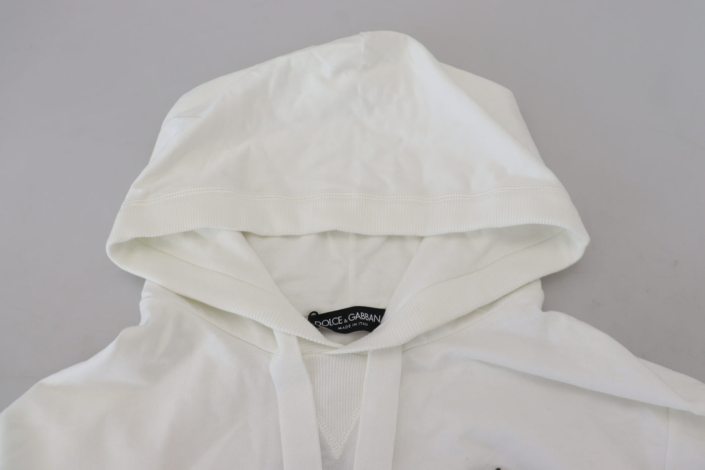 Sweat-shirt à capuche en coton blanc Dolce &amp; Gabbana avec logo
