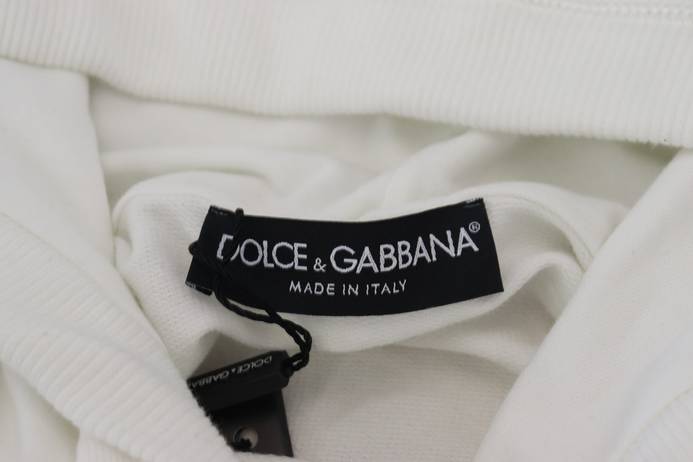 Sweat-shirt à capuche en coton blanc Dolce &amp; Gabbana avec logo