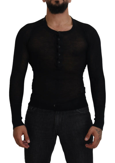 Pull à boutons en cachemire noir Dolce &amp; Gabbana