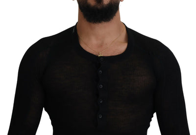 Pull à boutons en cachemire noir Dolce &amp; Gabbana