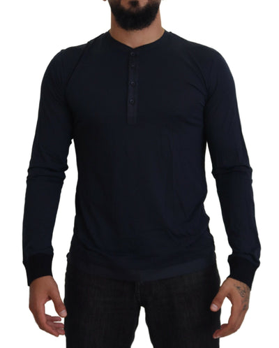 Pull ras du cou à boutons en coton bleu Dolce &amp; Gabbana