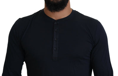 Pull ras du cou à boutons en coton bleu Dolce &amp; Gabbana
