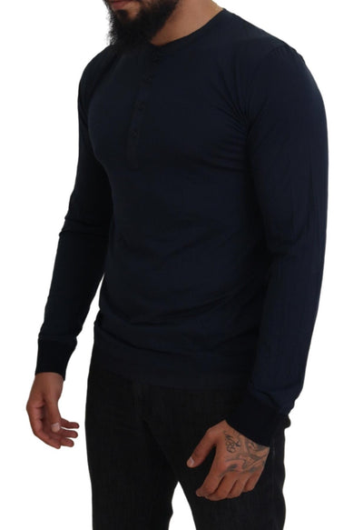 Pull ras du cou à boutons en coton bleu Dolce &amp; Gabbana