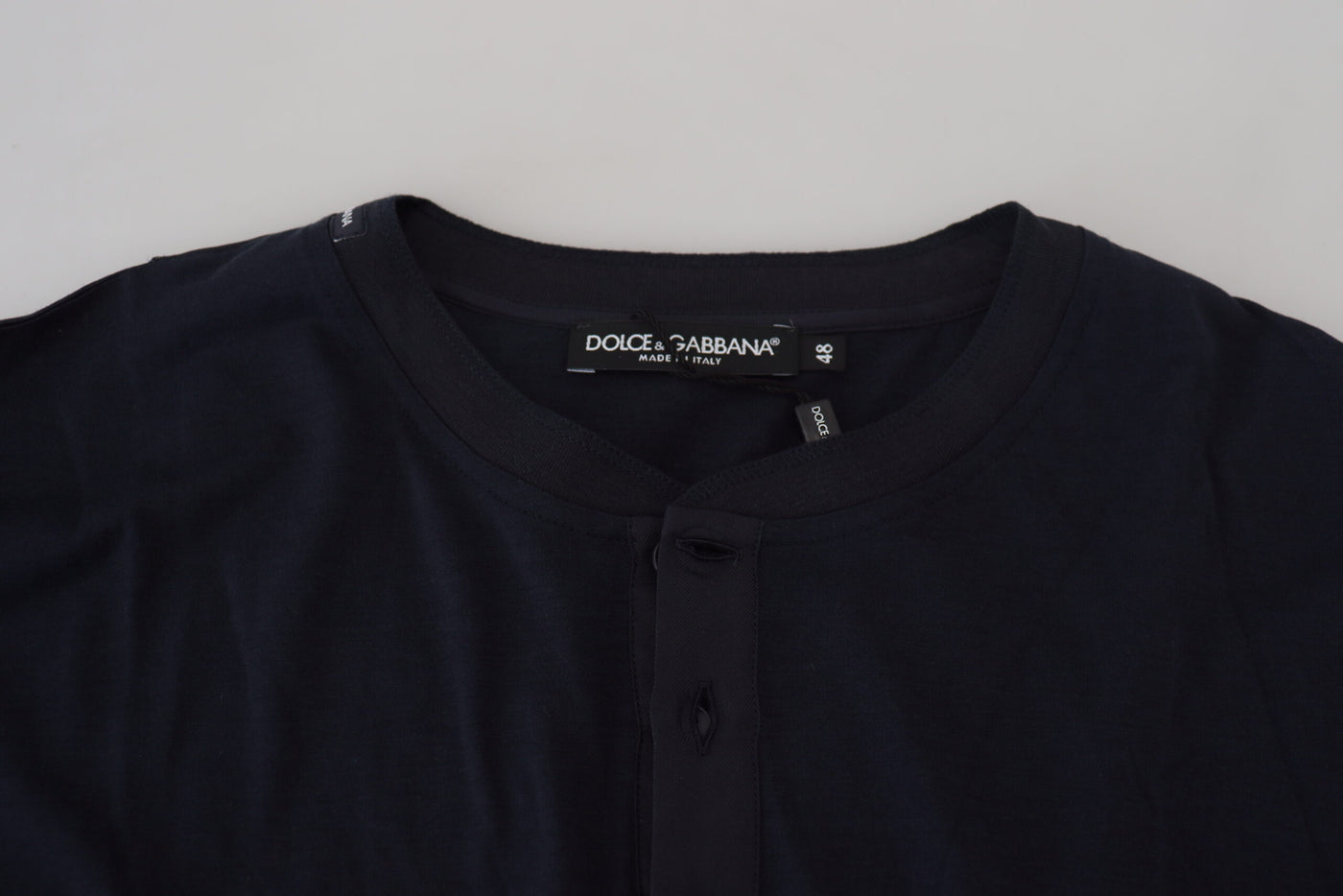 Pull ras du cou à boutons en coton bleu Dolce &amp; Gabbana