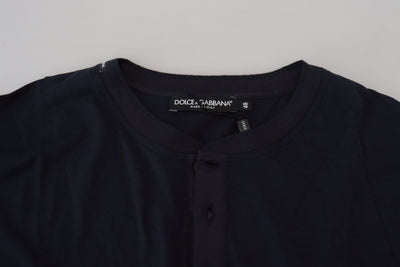 Pull ras du cou à boutons en coton bleu Dolce &amp; Gabbana