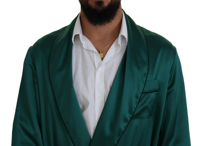 Robe de chambre en soie verte avec ceinture Dolce &amp; Gabbana