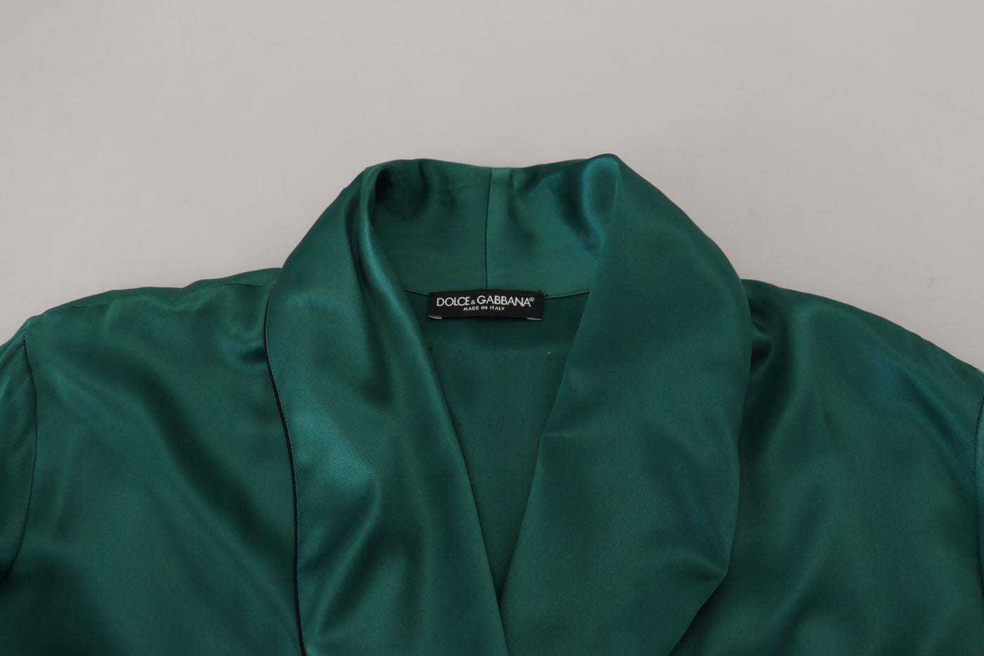 Robe de chambre en soie verte avec ceinture Dolce &amp; Gabbana