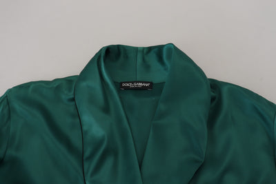 Robe de chambre en soie verte avec ceinture Dolce &amp; Gabbana