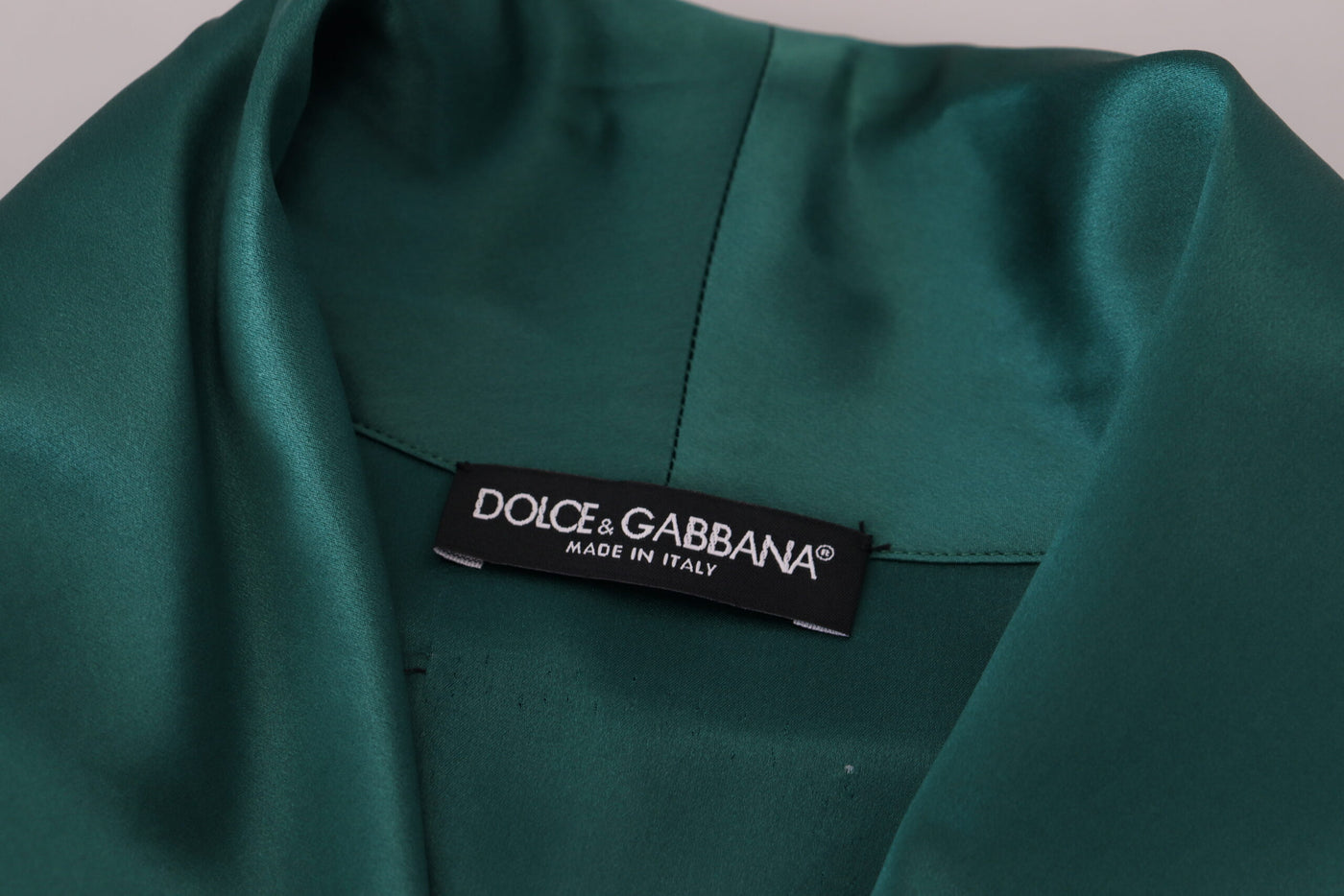 Robe de chambre en soie verte avec ceinture Dolce &amp; Gabbana