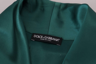 Robe de chambre en soie verte avec ceinture Dolce &amp; Gabbana