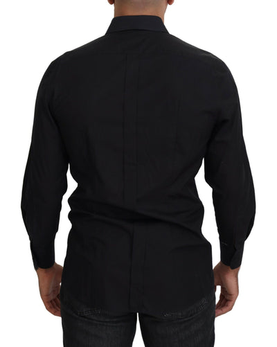 Chemise à manches longues et col en coton noir Dolce &amp; Gabbana