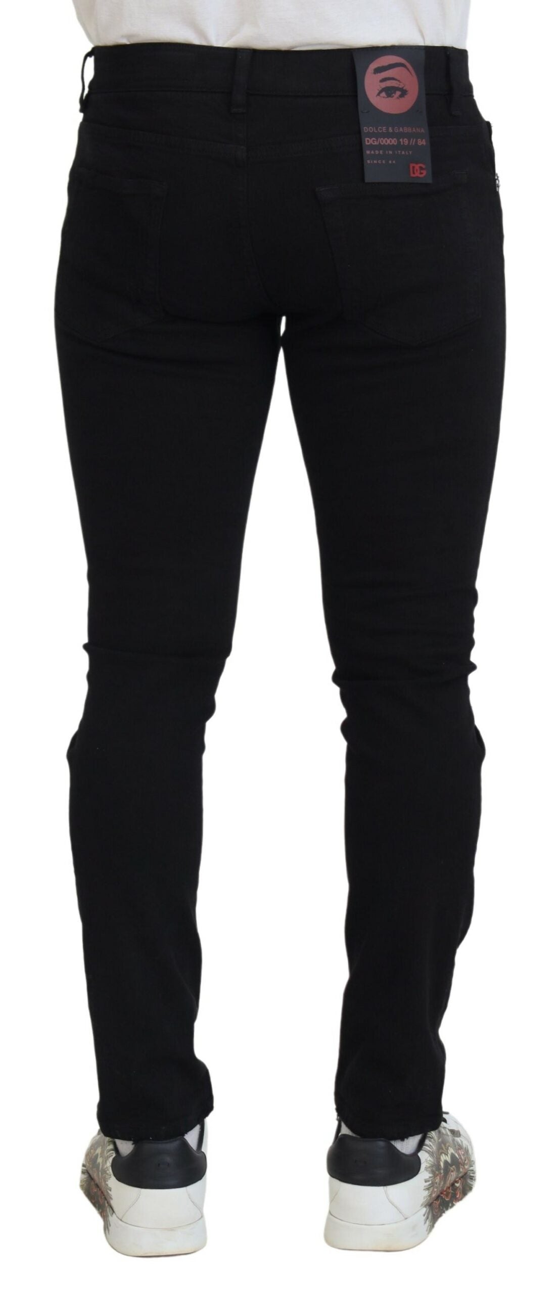 Dolce &amp; Gabbana Zwarte Slim Fit Gescheurde Denim Katoenen Jeans