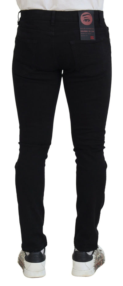 Dolce &amp; Gabbana Zwarte Slim Fit Gescheurde Denim Katoenen Jeans