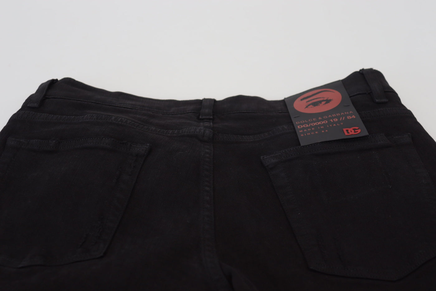 Dolce &amp; Gabbana Zwarte Slim Fit Gescheurde Denim Katoenen Jeans