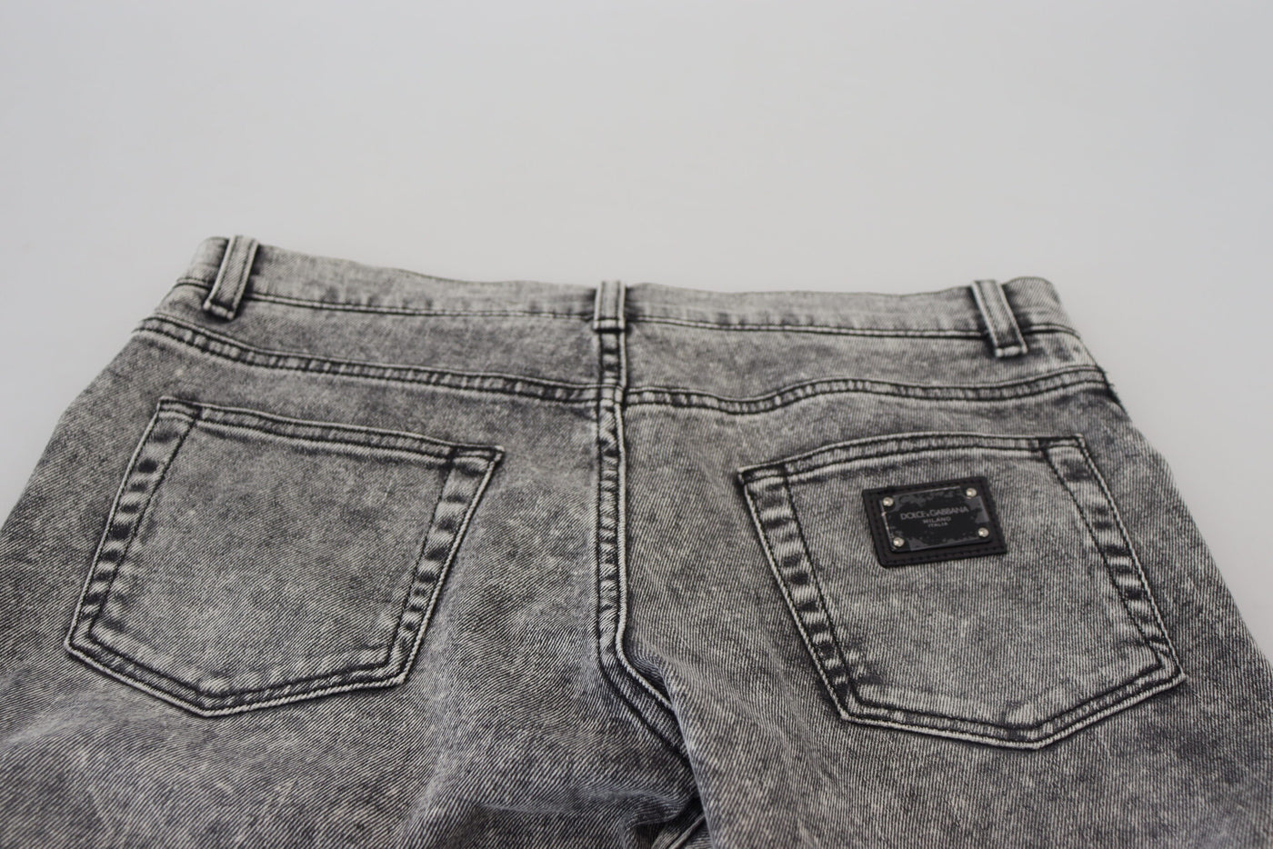 Dolce &amp; Gabbana Grey Washed Cotton Slim Fit Heren Denim Jeans