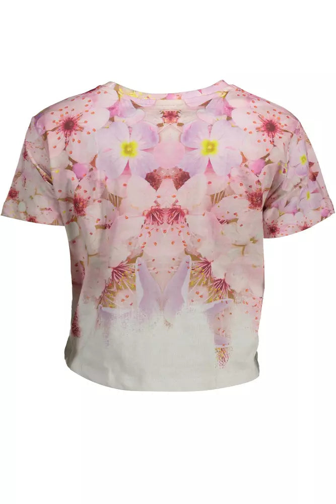 T-shirt en coton brodé rose chic Desigual