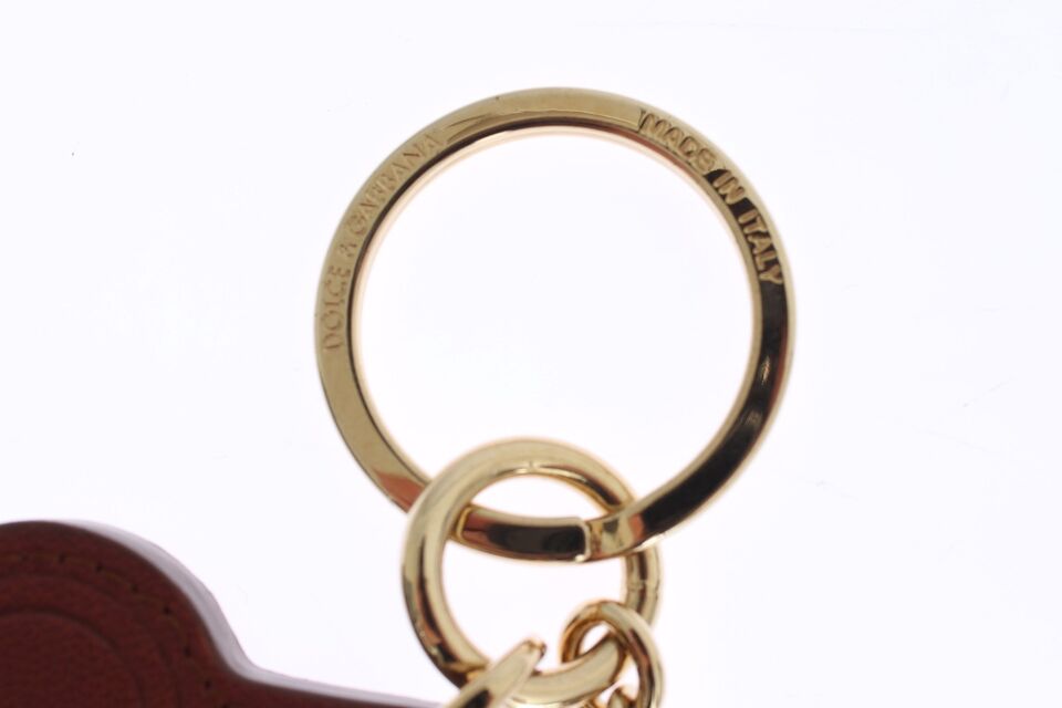 Dolce &amp; Gabbana Bruine Leren Miss SICILY Gouden Finder Ketting Sleutelhanger