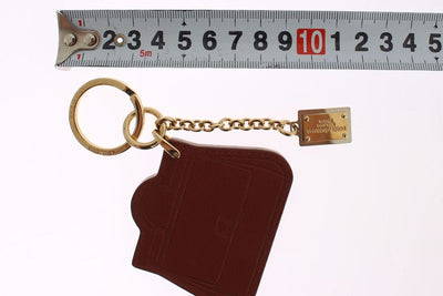 Dolce &amp; Gabbana Bruine Leren Miss SICILY Gouden Finder Ketting Sleutelhanger