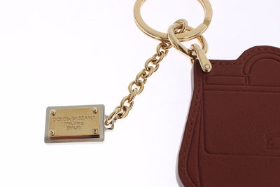 Dolce &amp; Gabbana Bruine Leren Miss SICILY Gouden Finder Ketting Sleutelhanger