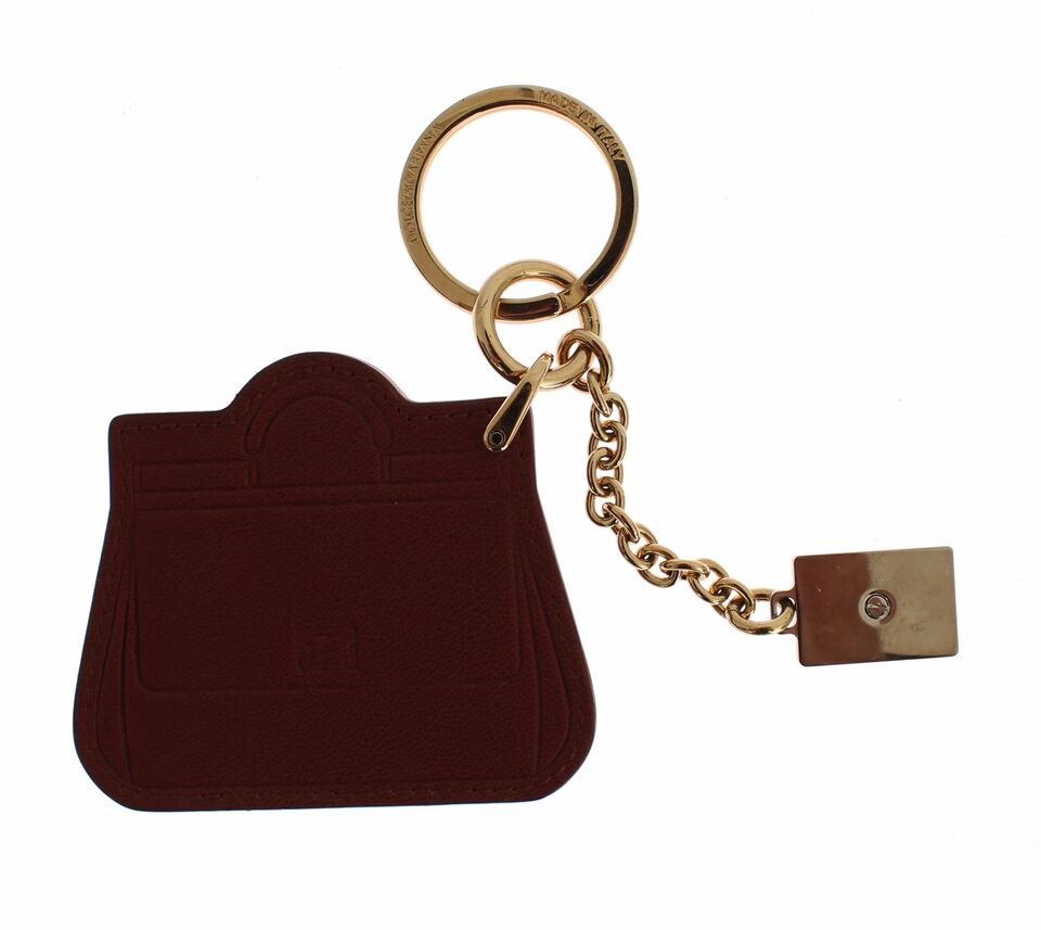 Dolce &amp; Gabbana Bruine Leren Miss SICILY Gouden Finder Ketting Sleutelhanger