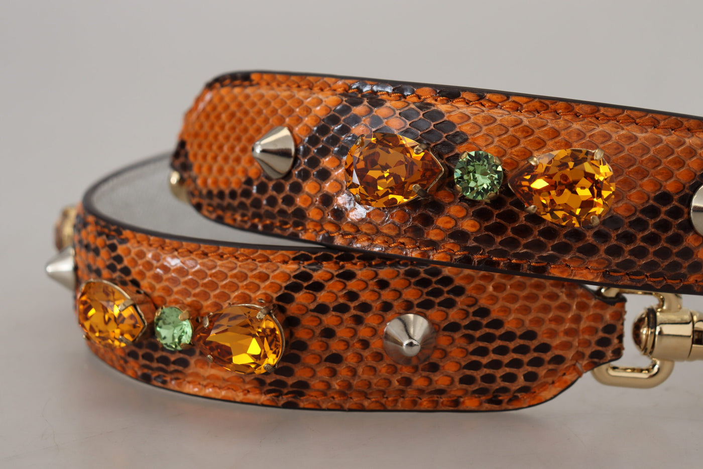 Bandoulière en cuir ornée de cristaux orange Dolce &amp; Gabbana