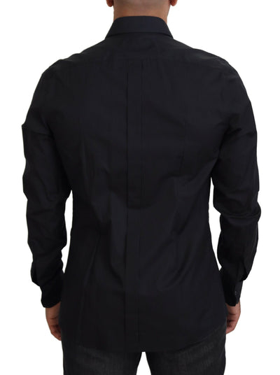 Chemise slim en coton Dolce &amp; Gabbana à roses noires