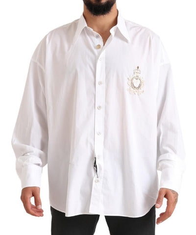 Chemise décontractée à manches longues en coton blanc avec logo Dolce &amp; Gabbana