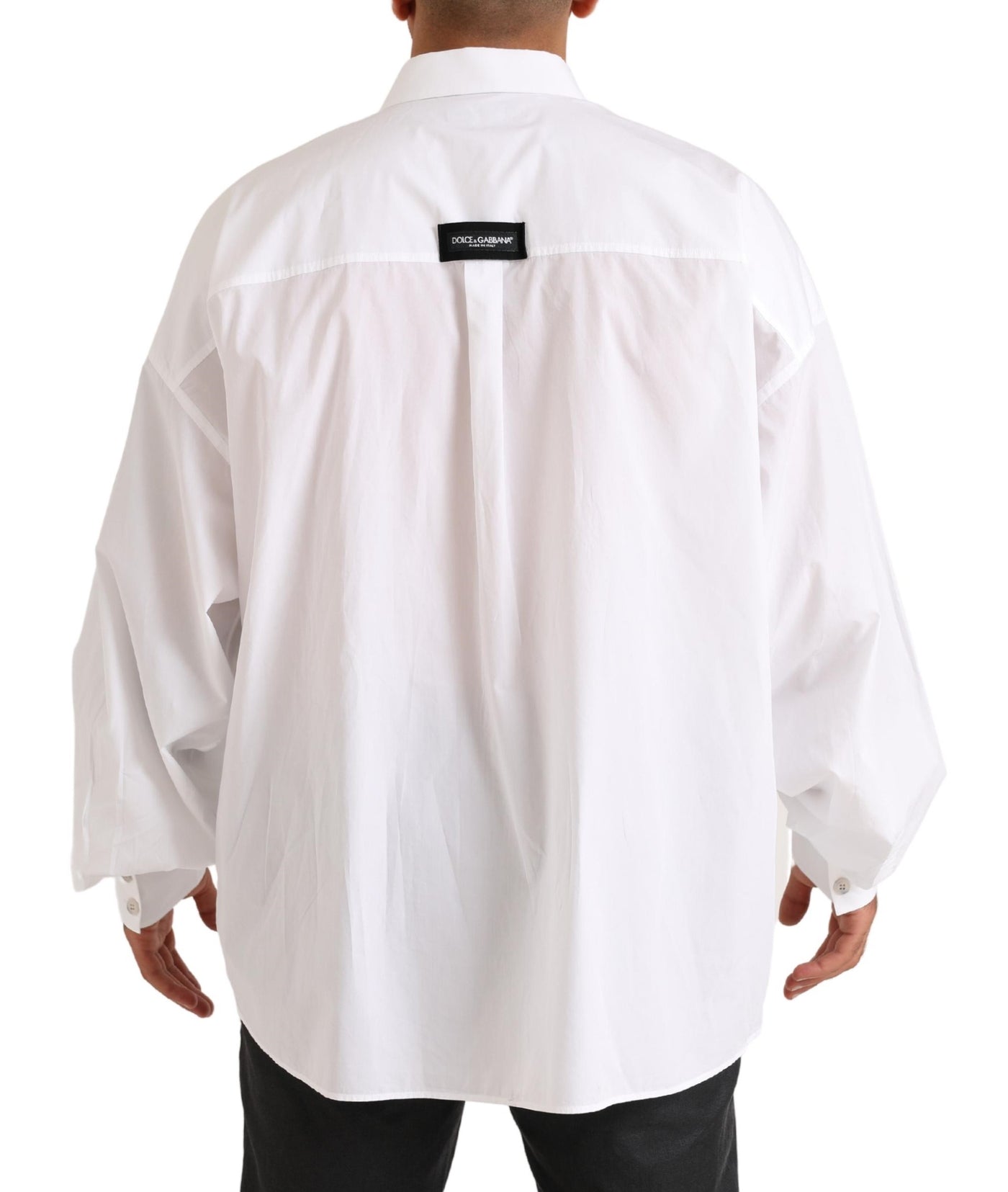 Chemise décontractée à manches longues en coton blanc avec logo Dolce &amp; Gabbana