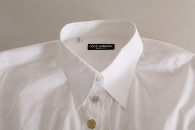 Chemise décontractée à manches longues en coton blanc avec logo Dolce &amp; Gabbana