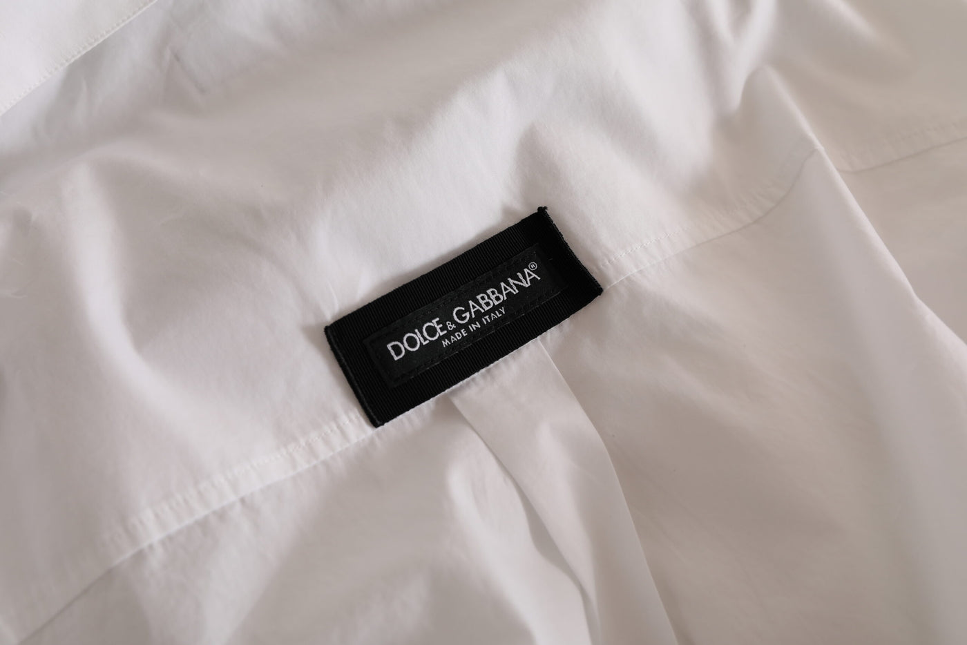 Chemise décontractée à manches longues en coton blanc avec logo Dolce &amp; Gabbana