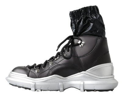 Dolce &amp; Gabbana Zwarte Nylon Galileo High Top Sneakers Schoenen