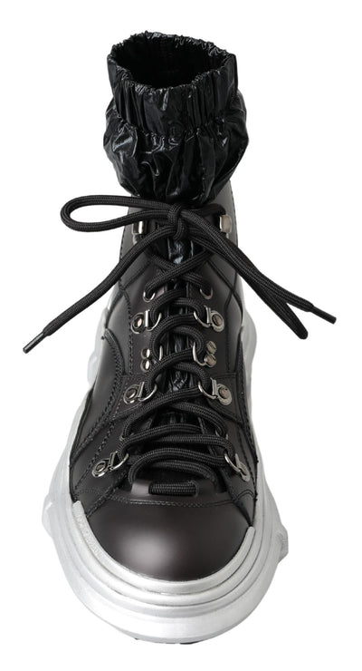 Dolce &amp; Gabbana Zwarte Nylon Galileo High Top Sneakers Schoenen