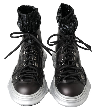 Dolce &amp; Gabbana Zwarte Nylon Galileo High Top Sneakers Schoenen