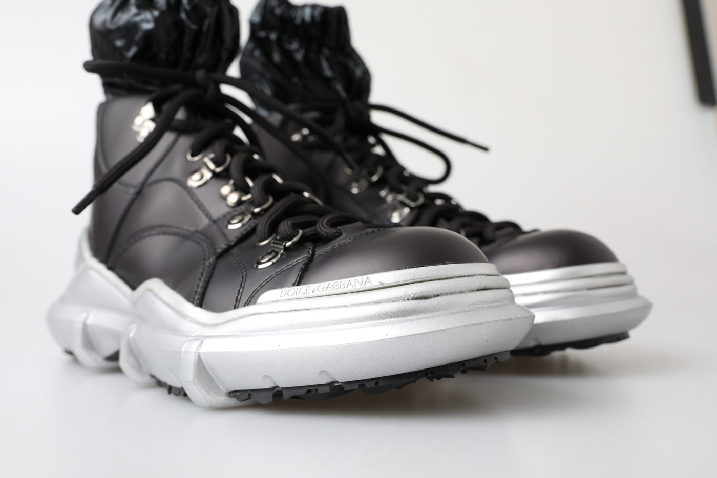 Dolce &amp; Gabbana Zwarte Nylon Galileo High Top Sneakers Schoenen