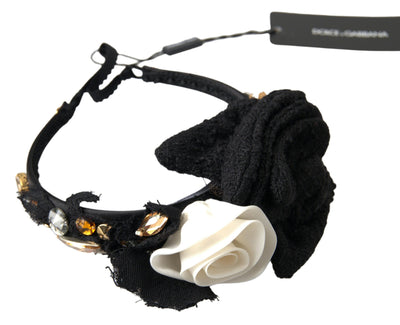 Dolce &amp; Gabbana Diadeem Hoofdband Tiara Witte Roos Kristal Haar Goud