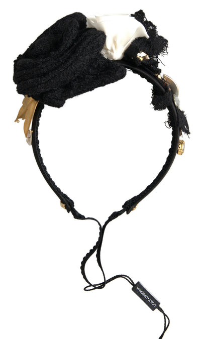 Dolce &amp; Gabbana Diadeem Hoofdband Tiara Witte Roos Kristal Haar Goud