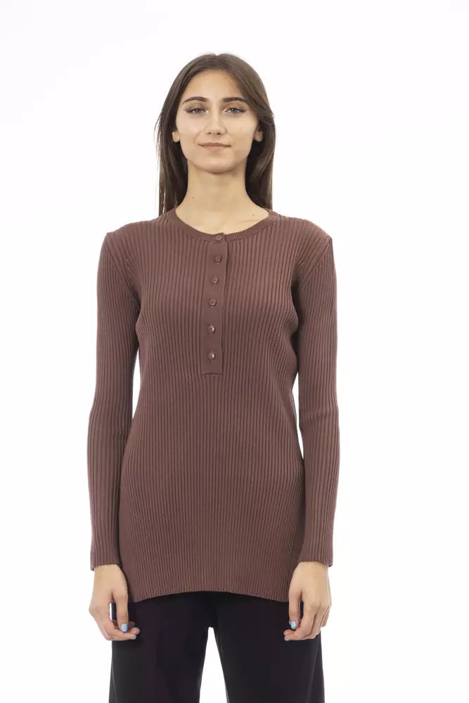Pull femme en viscose marron Alpha Studio