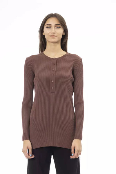 Pull femme en viscose marron Alpha Studio