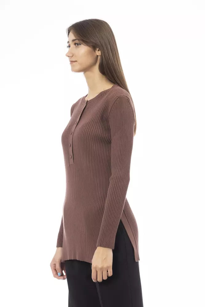 Pull femme en viscose marron Alpha Studio