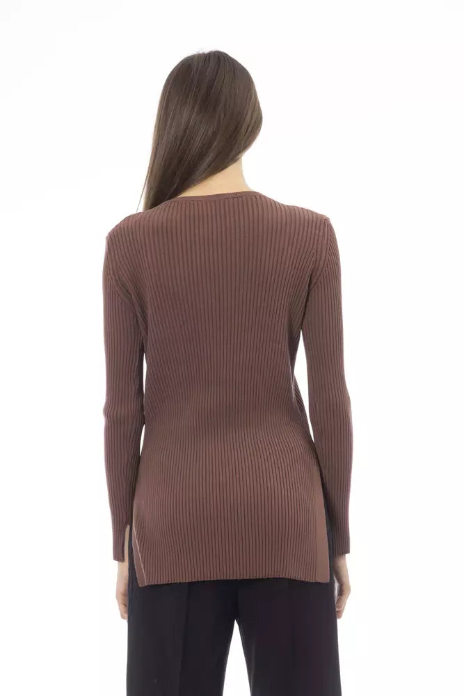 Pull femme en viscose marron Alpha Studio